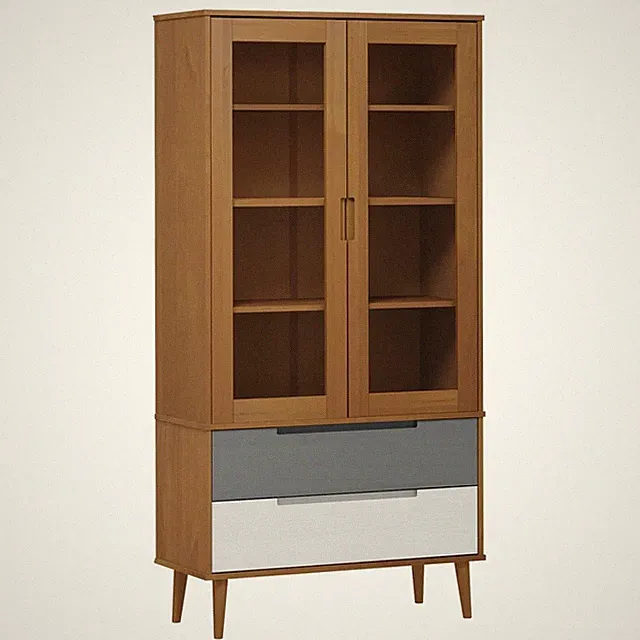Skandinavischer Vitrinenschrank | Glasvitrine | Designmöbel | Wohnzimmerschrank