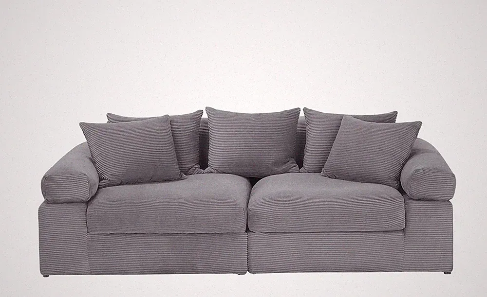 Smart Big Sofa Grau – Top Zustand + 7 Kissen inklusive