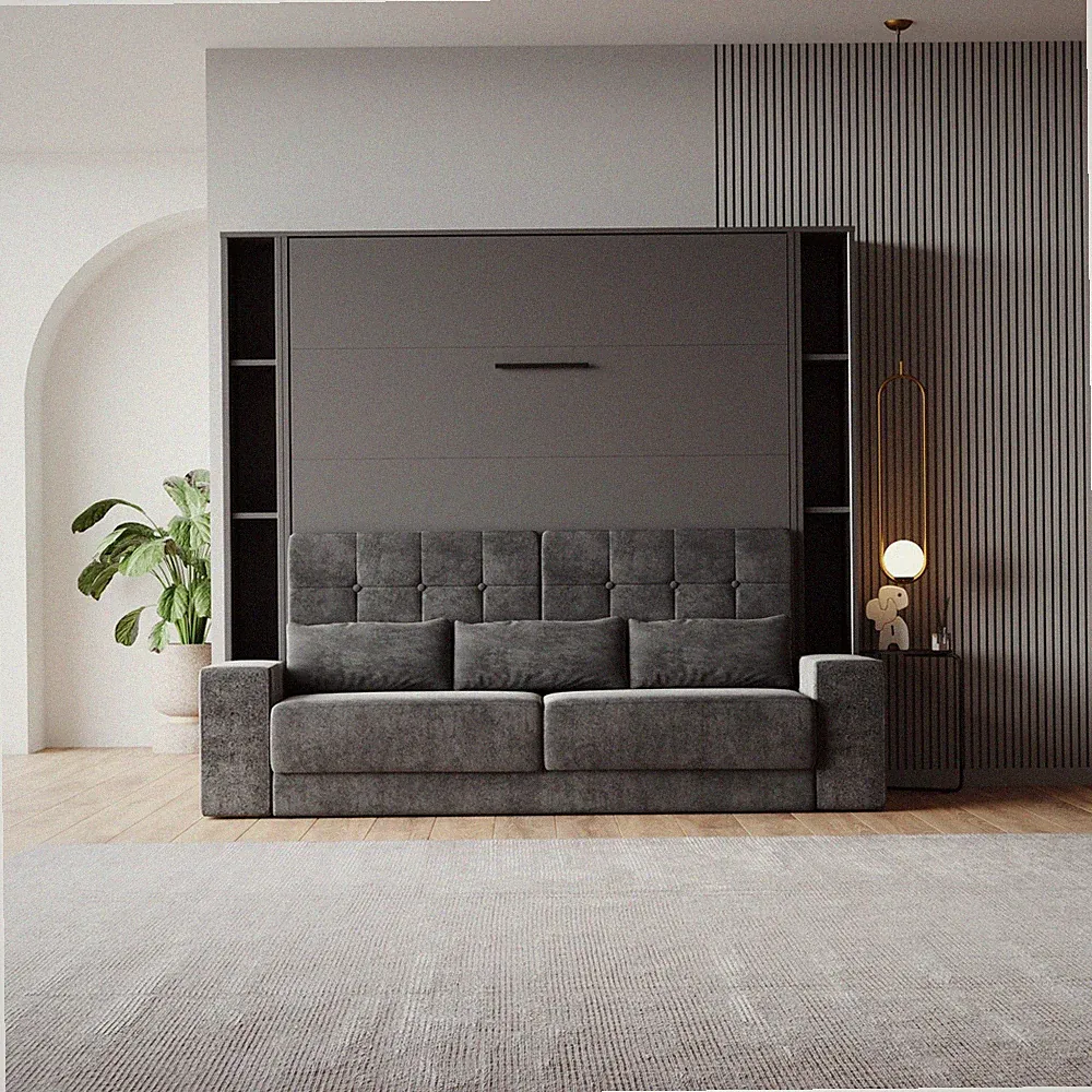 SMARTBett Schrankbett Set mit Sofa M1 180x200 + 2 Standregale inkl.LED