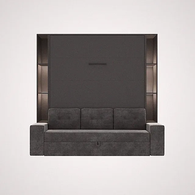 SMARTBett SET Schrankbett M3 160x200 (Tiefe 55cm) Vertikal inkl. SOFA Anthrazit