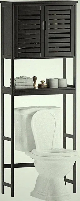 SMIBUY Bad Lagerung Regal Mit Schrank, Bambus Über Die Toilette Veranstalter Rac