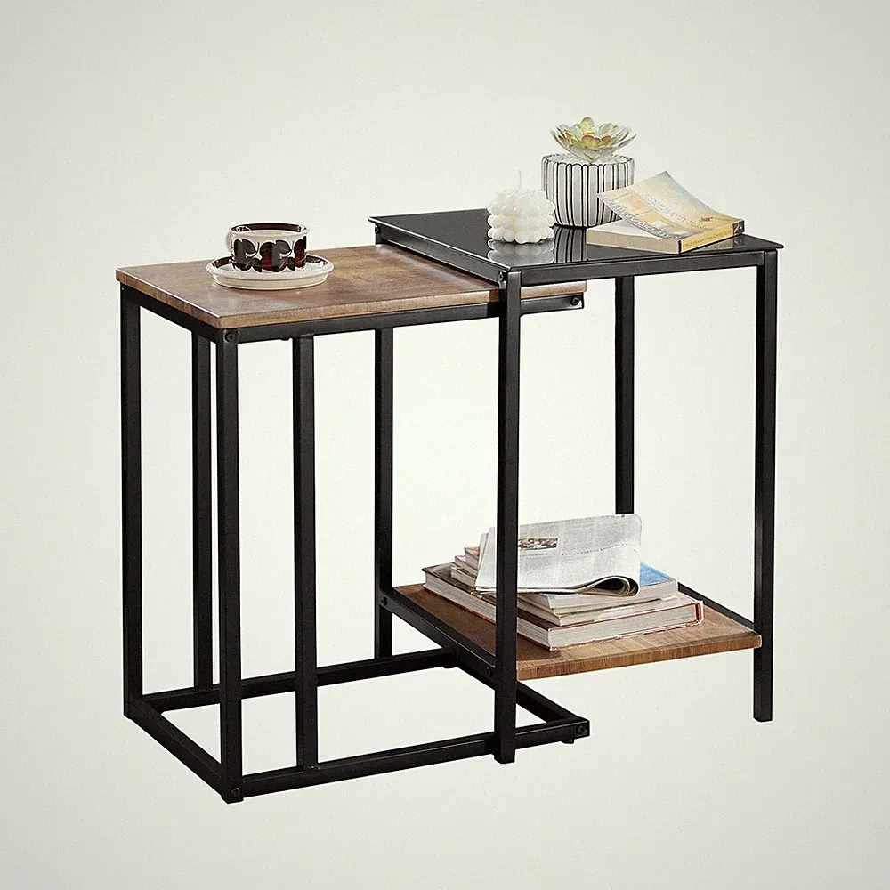 SoBuy 2er Set Beistelltisch Satztisch Couchtisch Stapelbar FBT99-F