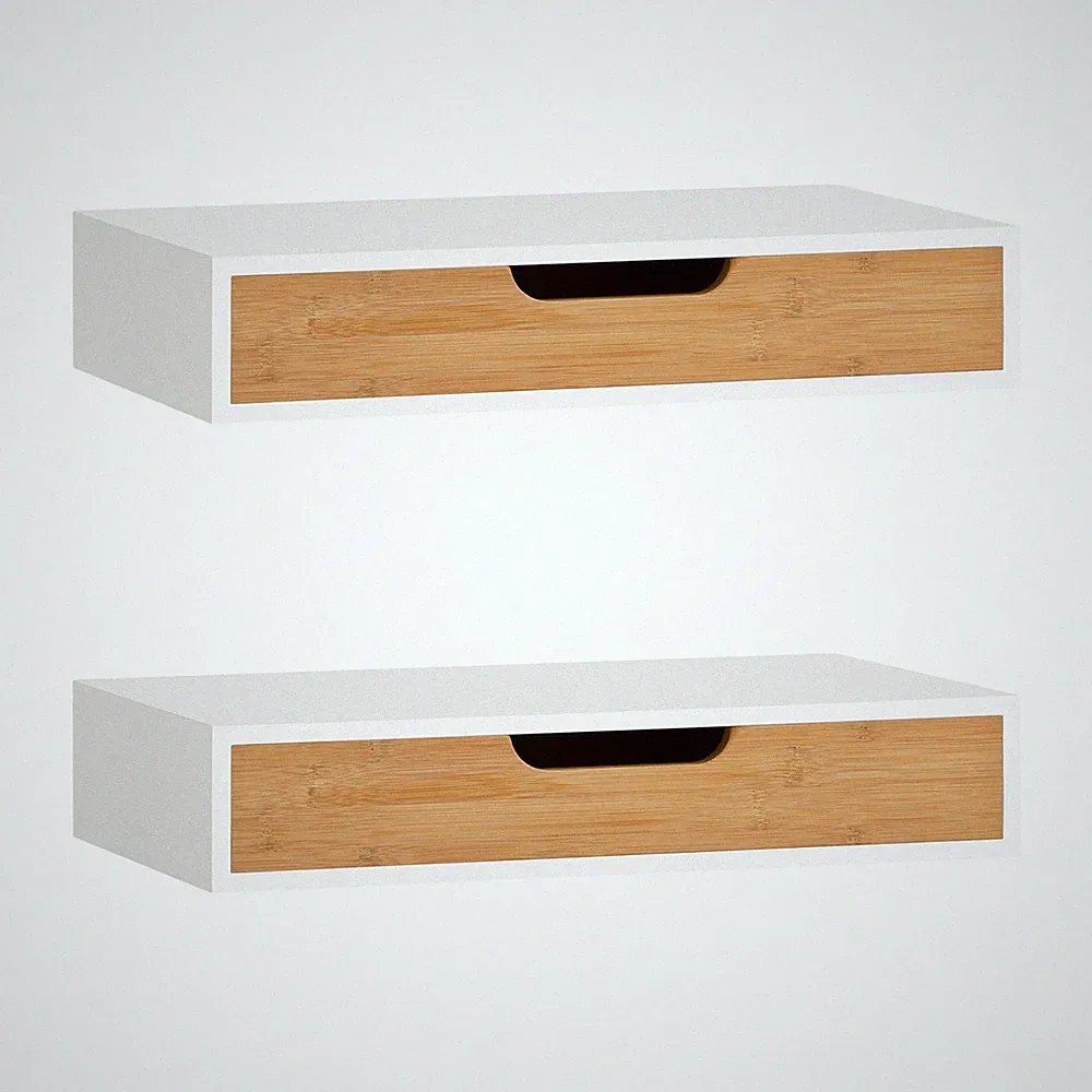 SoBuy 2er Set Wandregal mit Schublade - Modernes Regal Wand für Flur FRG92-WNx2