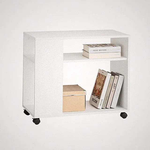 SoBuy Beistelltisch,Zeitungsständer,Couchtisch,mit Rollen, Weiß, FBT34-W
