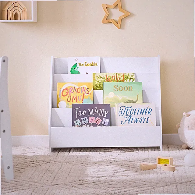 SoBuy Bücherregal Kinder Montessori Kinderregal mit 4 offenen Fächer KMB32-K-W