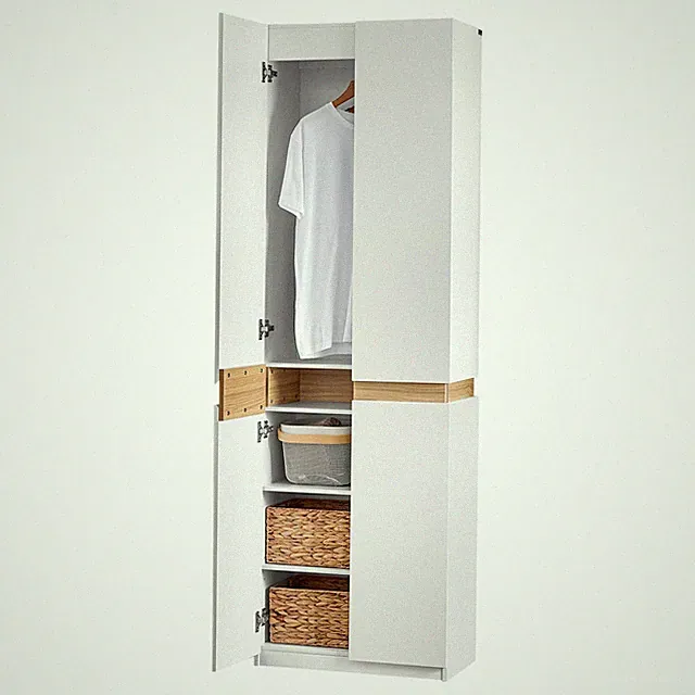SoBuy Kleiderschrank mit 2 Türen Hochschrank Küchenschrank KSB01-W
