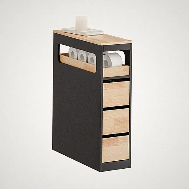 SoBuy Nischenregal mit 3 Schubladen Küchenregal Badschrank Schwarz BZR54-II-SCH