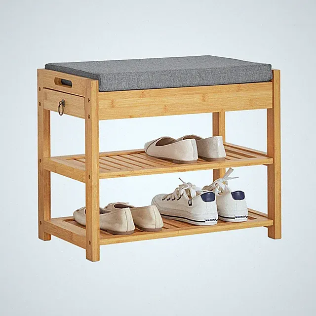 SoBuy Schuhbank mit Sitzkissen und Schublade, Sitzbank Schuhregal, FSR49-N
