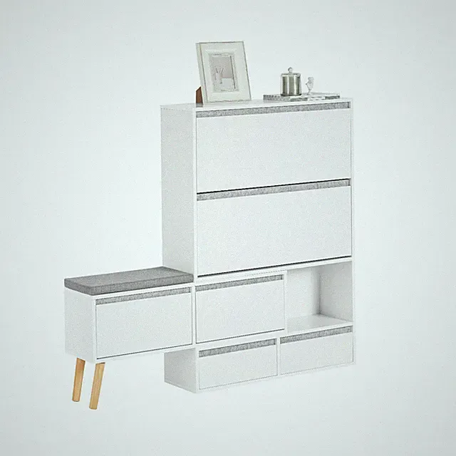SoBuy Schuhkipper Flurschrank Schuhschrank mit Sitzbank Schuhbank FSR134-W