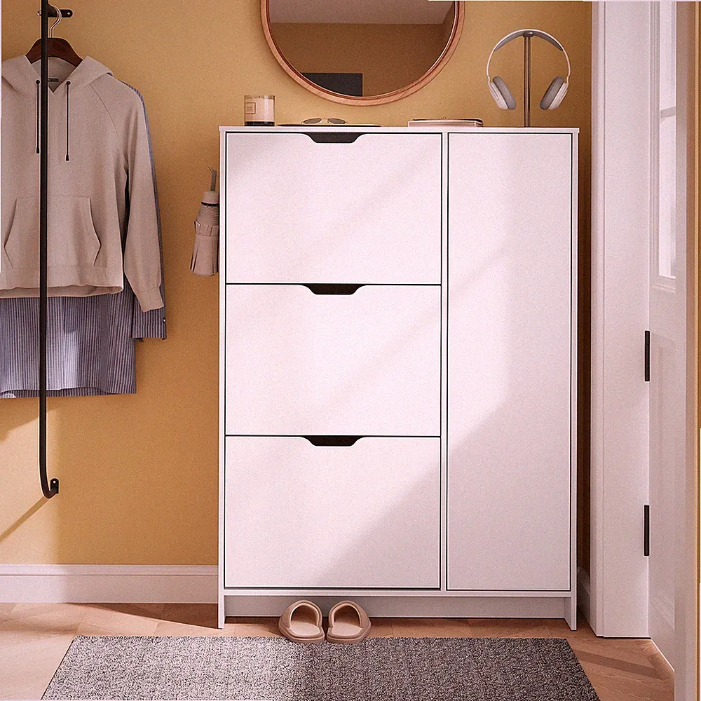 SoBuy Schuhkipper schmal 24 cm nordisches Design für Flur Klappschrank FSR220-W