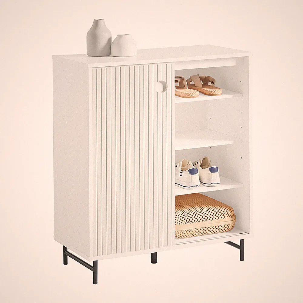 SoBuy Schuhschrank Küchenschrank Sideboard mit Schiebetüren Kommode FSB62-W