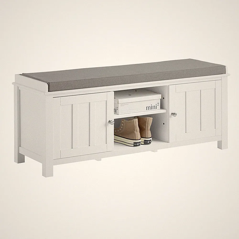 SoBuy Sitzbank, Bettbank, Schuhschrank, Garderobenbank mit Sitzkissen, FSR35-W