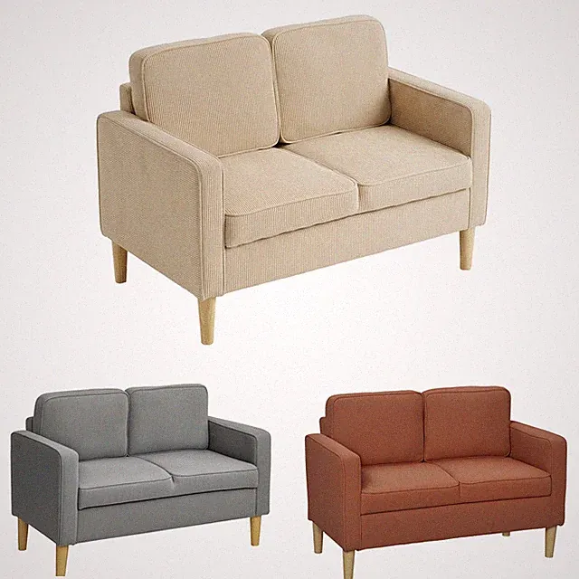 Sofa 2 Sitzer klein Couch mit Armlehne, Stauraum für Wohnzimmer