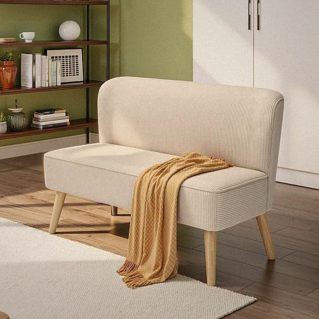 Sofa 2 Sitzer，Kleine Loveseat mit Samtoptik-Bezug，Kleine Couch für Wohnung