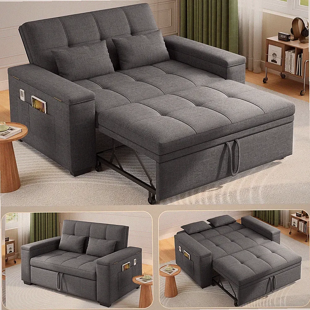 Sofa 2 sitzer mit schlaffunktion 3-in-1 Schlafsofa Schlafcouch Donkergrau