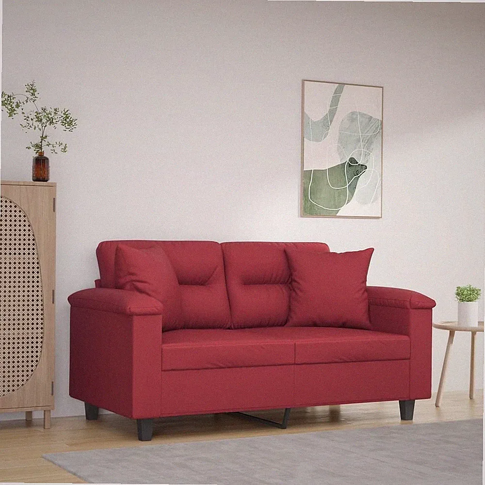 Sofa 2-Sitzer mit Zierkissen Loungesofa Couch Wohnzimmersofa Kunstleder vidaXL