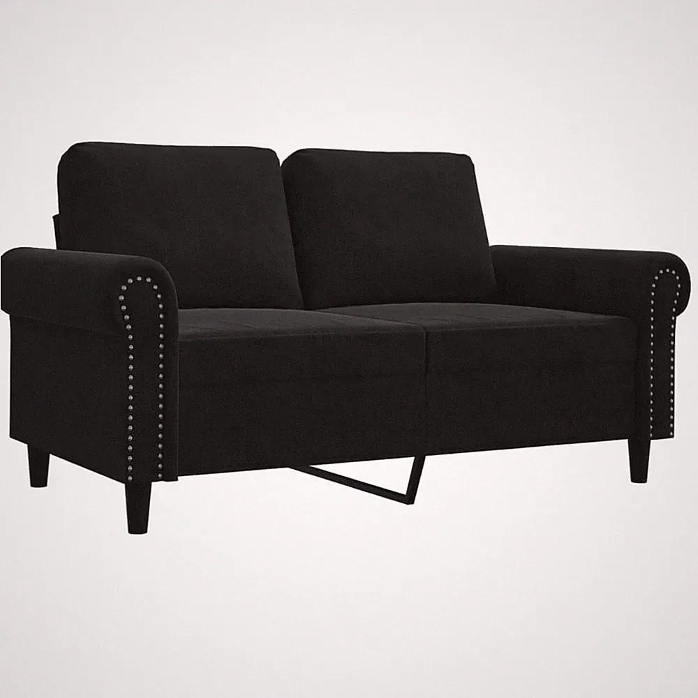 Sofa 2er Sitzer Samt Polster Schwarz Metallgestell 120 cm Schaumstoff Moderne