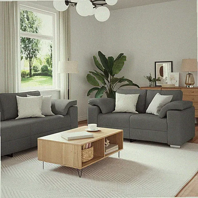 Sofa 3 pcs Leinenmischgewebe Moderne Couch Schaumstoffsofa Wohnmöbel vidaXL
