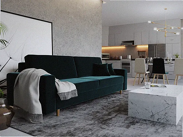 Sofa 3-Sitzer BELLA mit Schlaffunktion Flaschengrün