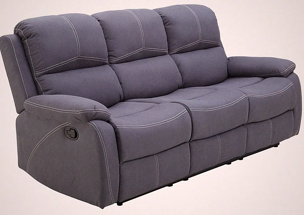 Sofa 3-Sitzer Couch Einzelsofa Relaxfunktion Manuell Mikrofaser Graublau
