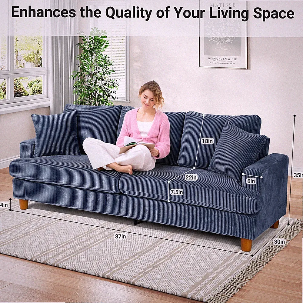 Sofa 3 Sitzer Mit Kissen Gemütliches Sofa Couch Klein Sofas Wohnzimmer Loveseat