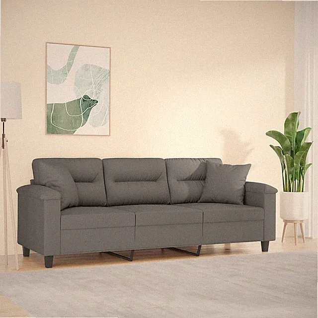 Sofa 3-Sitzer mit Kissen Loungesofa Couch Wohnzimmersofa Mikrofasergewebe vidaXL