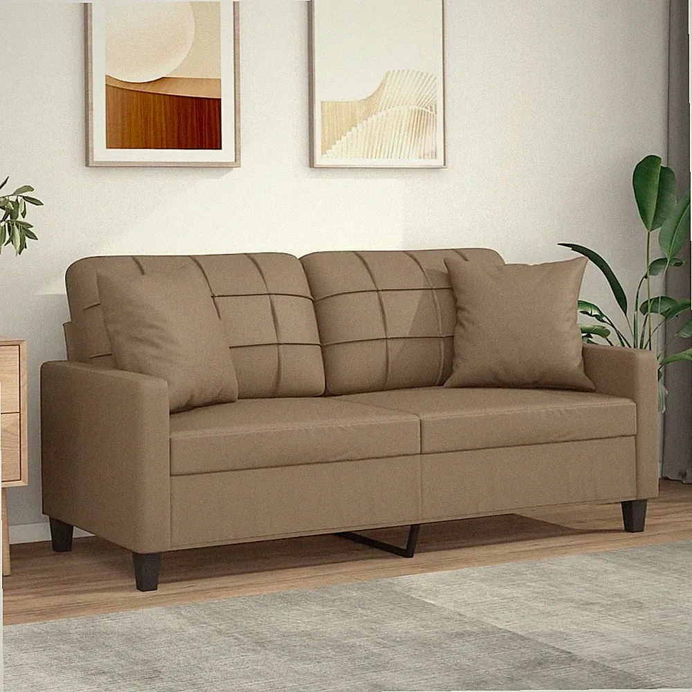 Sofa 3-Sitzer mit Zierkissen Loungesofa Couch Wohnzimmersofa Kunstleder vidaXL