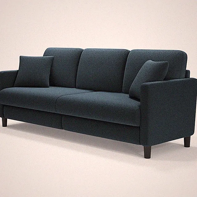 Sofa 3 Sitzer Modern Sofa Couch mit 2 Kissen Holzfüßen Lounge Gästesofa Loveseat