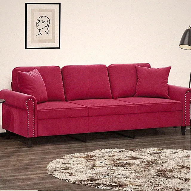 Sofa 3-Sitzer Zierkissen Loungesofa Couch Wohnzimmersofa Schlafsofa Samt vidaXL