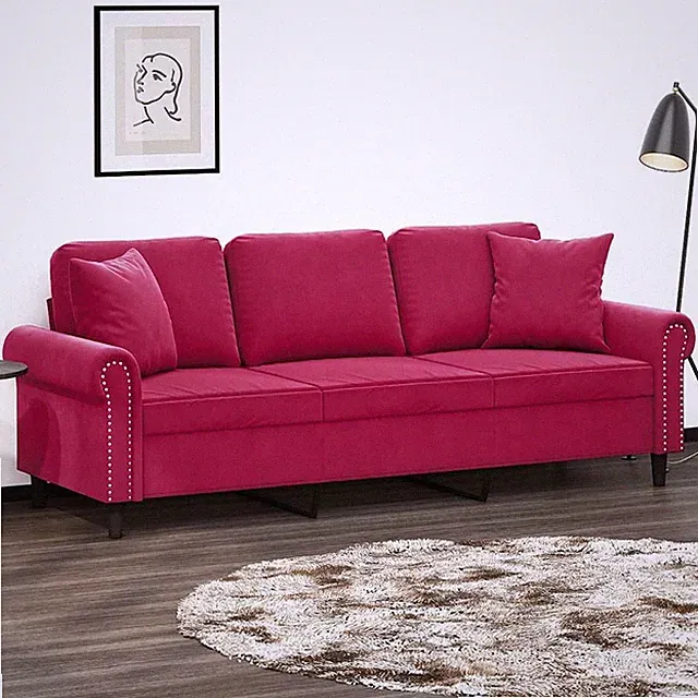 Sofa 3-Sitzer Zierkissen Loungesofa Couch Wohnzimmersofa Schlafsofa Samt vidaXL