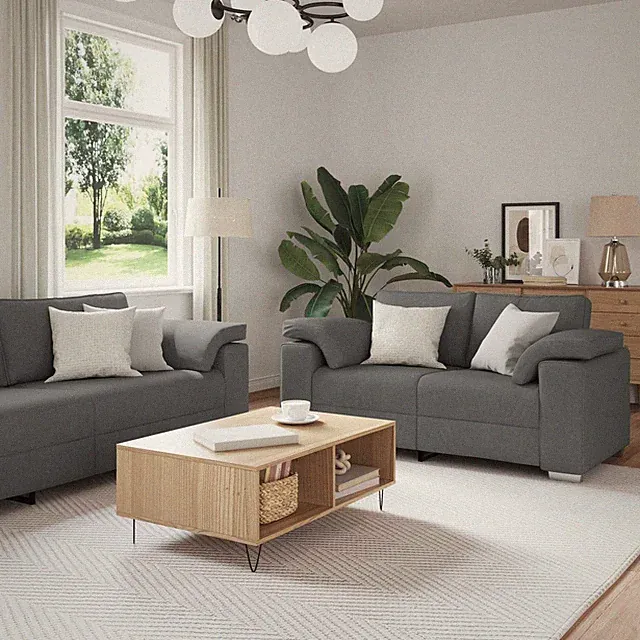 Sofa 3 stk. Leinenmischgewebe Moderne Couch Schaumstoffsofa Wohnmöbel vidaXL