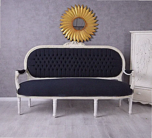 Sofa Barock Sitzbank Rokoko Couch Schwarz Polstersofa Sofabank Boudoir Antik