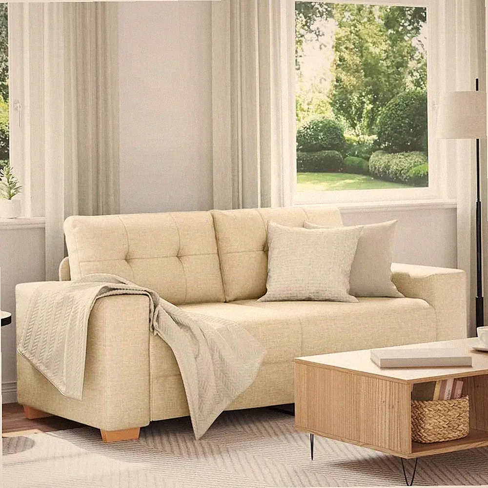Sofa Beige Leinenmischgewebe Sofasitz Wohnzimmer Möbel Indoor-Sitzmöbel vidaXL
