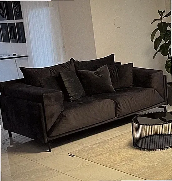 Sofa Betel Anthrazit Samt Stoff 2,5 Sessel