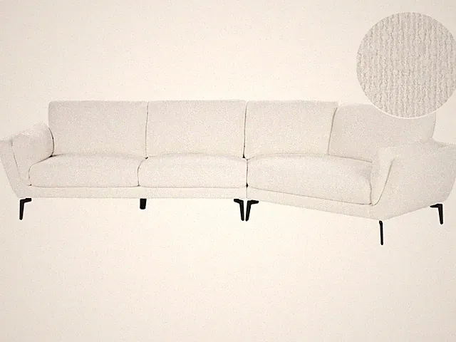 Sofa Bouclé Stoff weiß 3-Sitzer mit halber Ecke modernes Design Kansseli