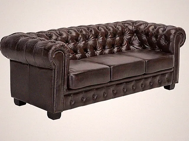 Sofa Chesterfield 3 Sitzer Echtleder braun 3er Couch Büromöbel Ledersofa Neu