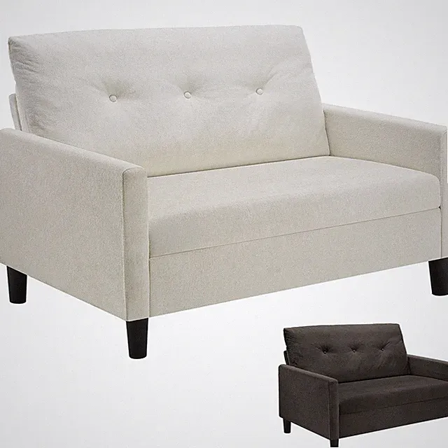 Sofa Couch Zweisitzer Federkern dickes Sitzpolster Steppmuster Kunststofffuesse