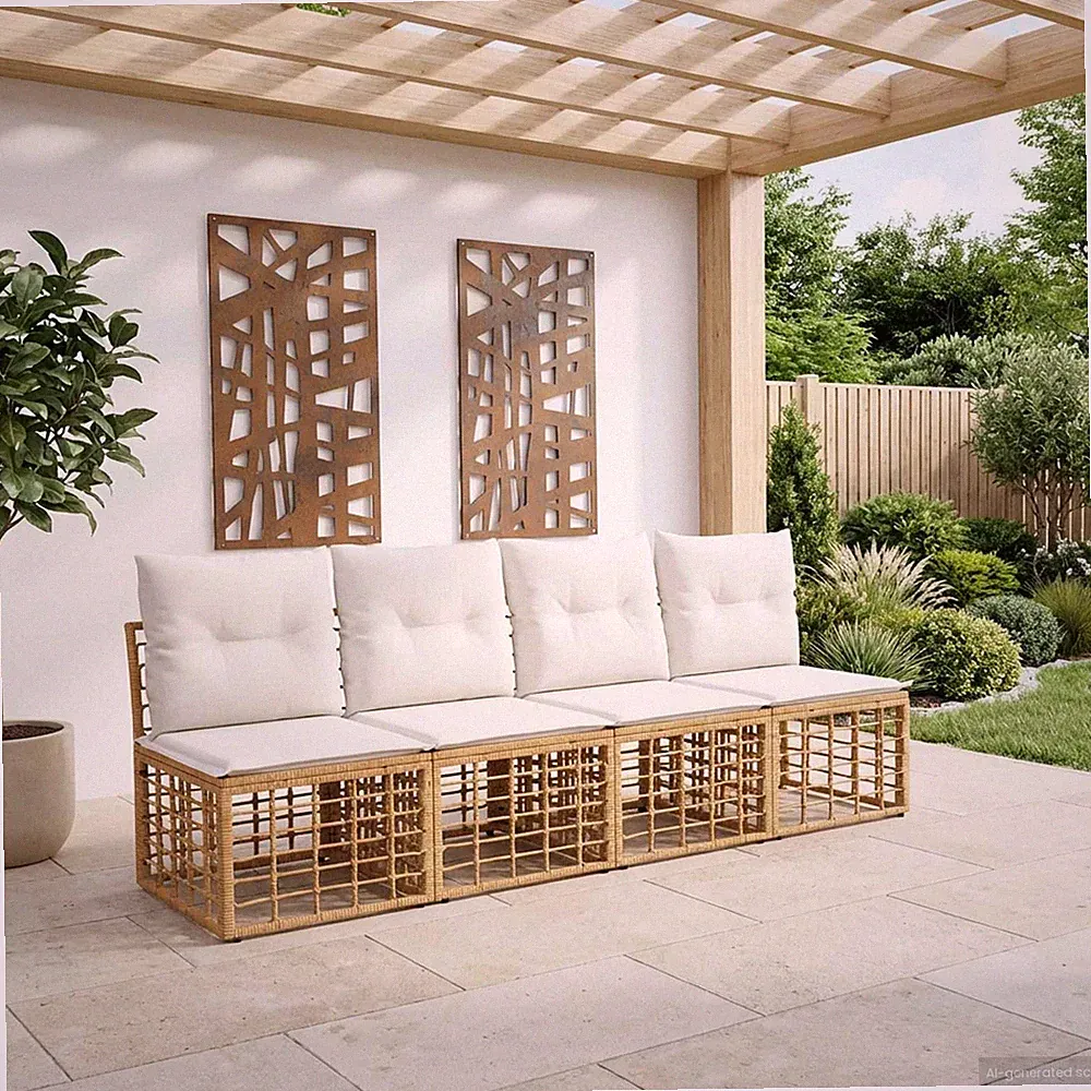 Sofa Einheit mit Kissen Poly-Rattan Outdoor-Sofa Gartensitzmöbel vidaXL