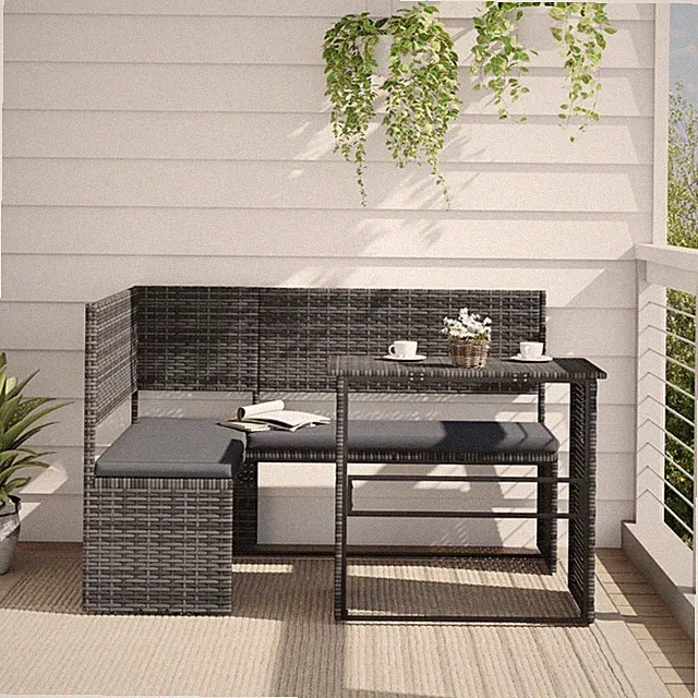 Sofa Gartenmöbel Sitzgruppe Lounge L-Form mit Tisch Kissen Poly Rattan vidaXL