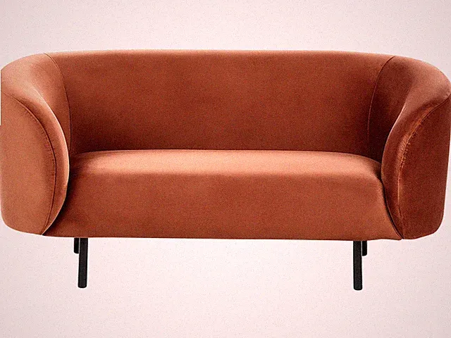 Sofa im Art-Déco-Stil mit Armlehnen Metallgestell Samt orange / schwarz Loen