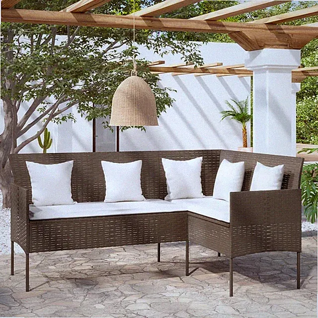 Sofa L-Form mit Kissen Poly Rattan Lounge Gartenmöbel mehrere Auswahl vidaXL