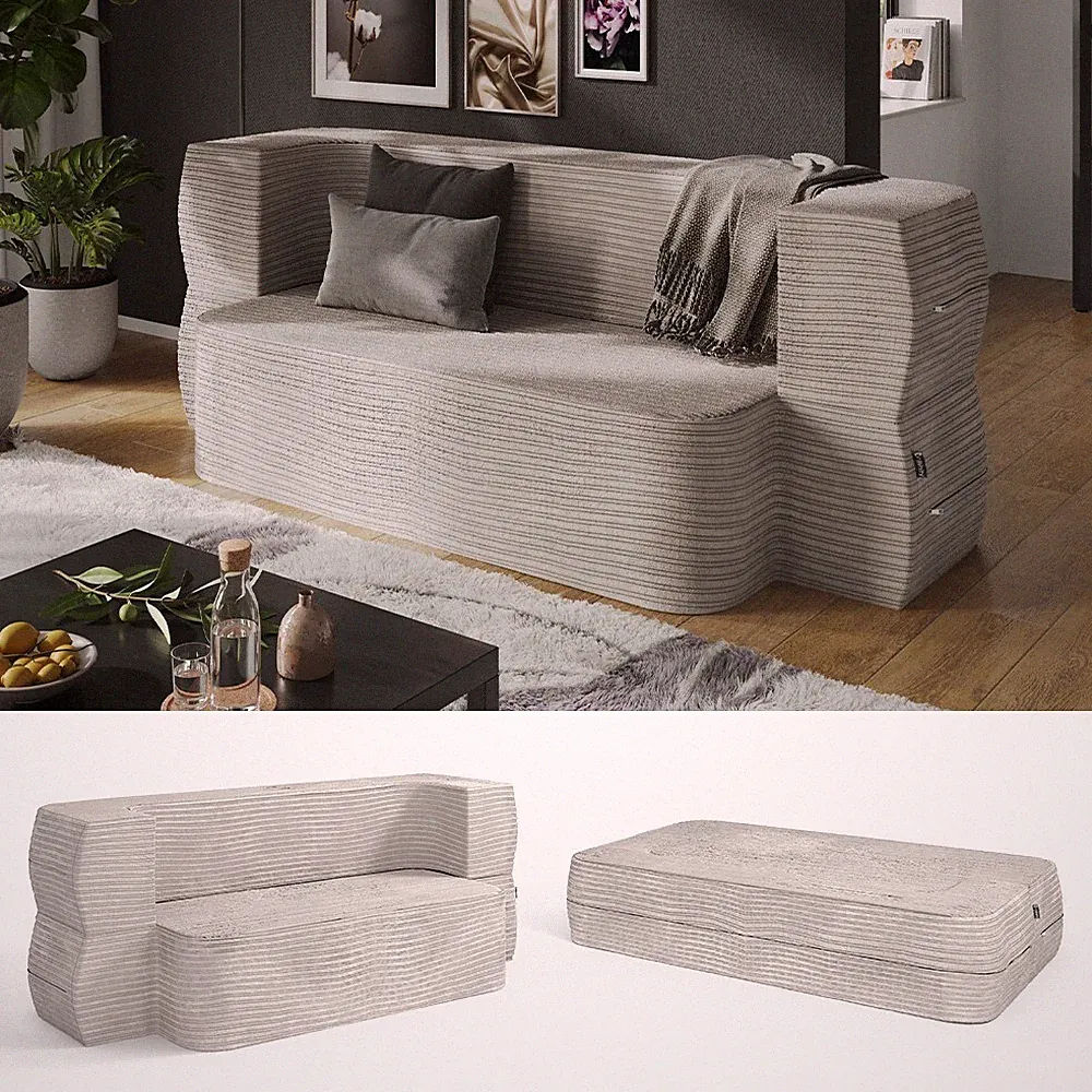 Sofa Lille Beige 190 cm mit Schlaffunktion Vicco