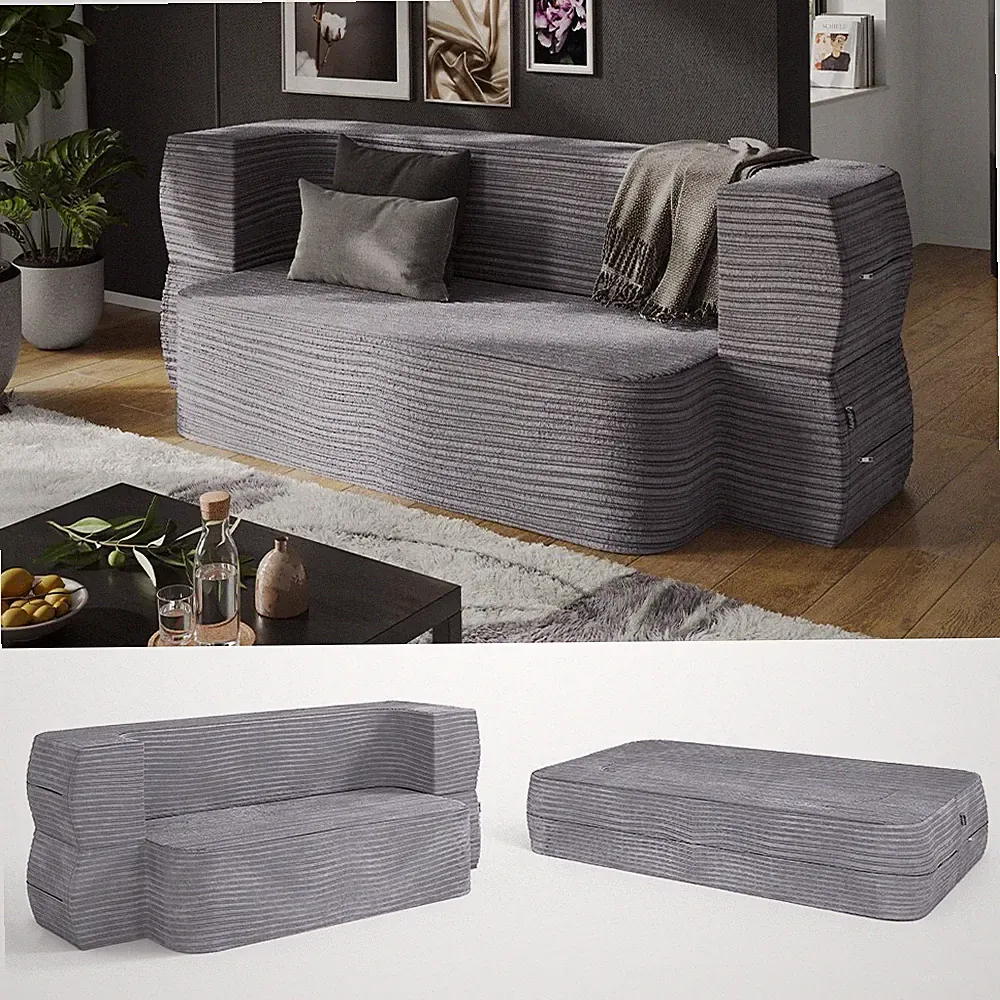 Sofa Lille Grau 190 cm mit Schlaffunktion Vicco
