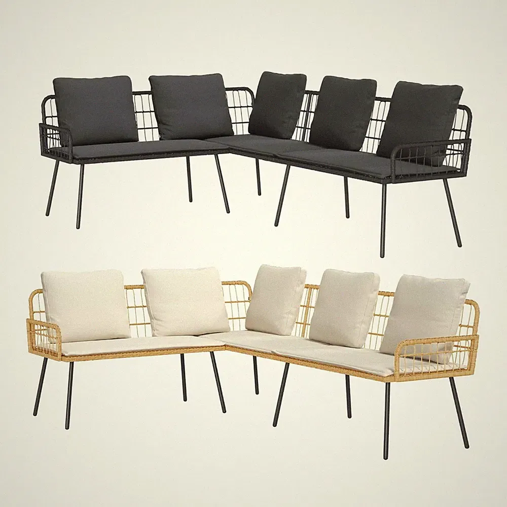 Sofa mit Kissen Stahl Loungesofa Gartensofa Gartenmöbel Outdoor L-förm Sofa Neu