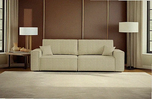 Sofa mit Schlaffunktion BEST Stoff Quelle Beige