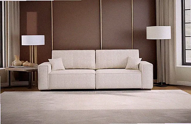 Sofa mit Schlaffunktion BEST Stoff Quelle Ecru