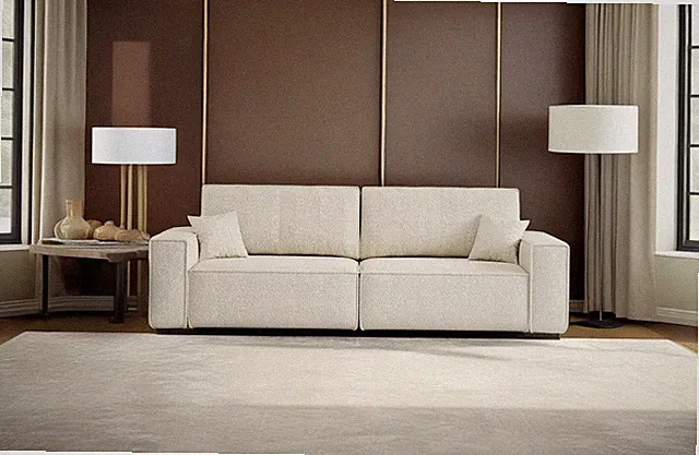 Sofa mit Schlaffunktion BEST Stoff Quelle Ecru