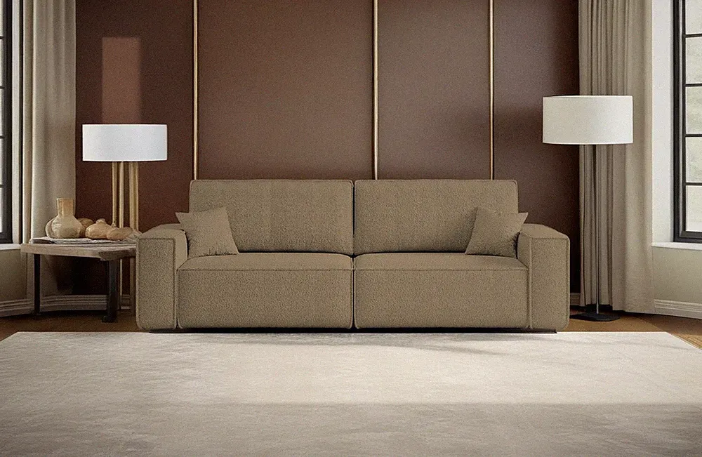 Sofa mit Schlaffunktion BEST Stoff Quelle Hellbraun