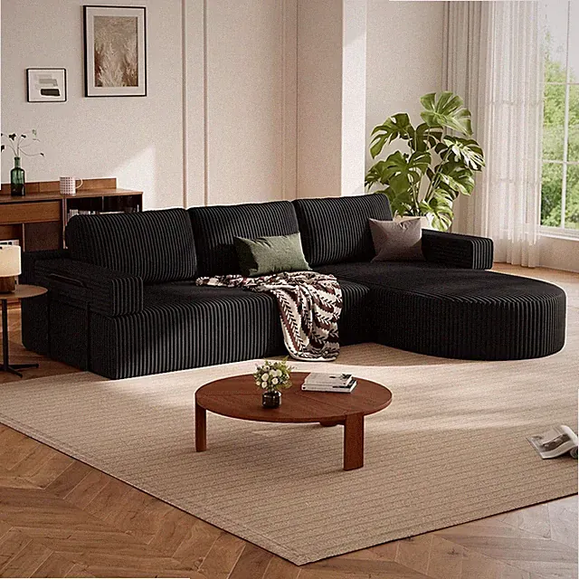 Sofa mit Schlaffunktion Ecksofa L-Form Cord Modulares Schlafsofa 3-4Sitzer Couch