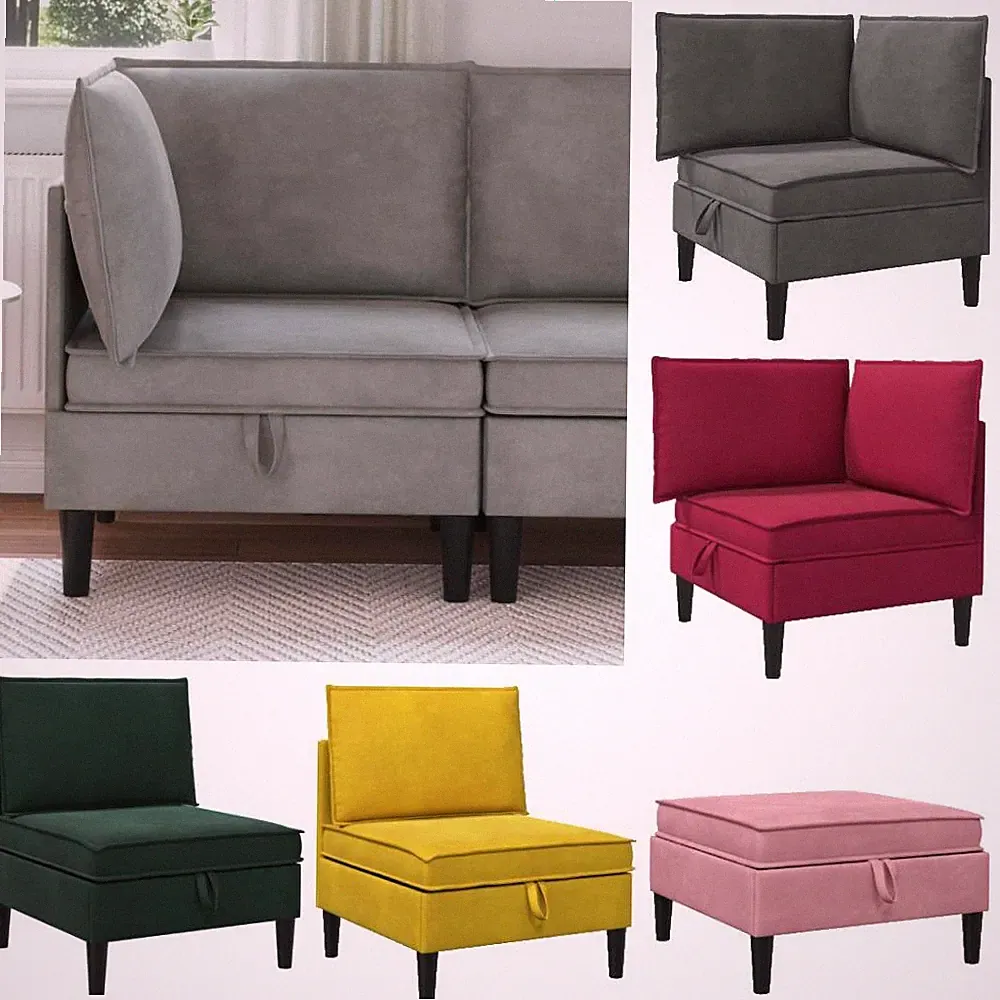 Sofa mit Stauraum Samt Modernes Wohnzimmer Ergonomisches Samtsofa Möbel vidaXL